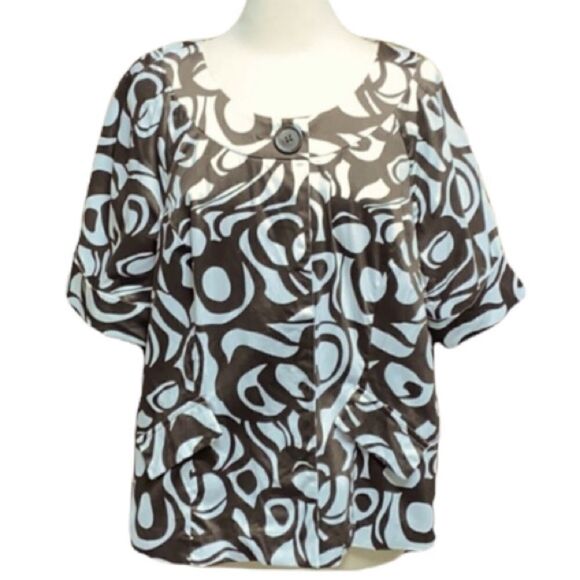 Lane Bryant Brown White  S/S Swing Summer Jacket - Picture 1 of 9